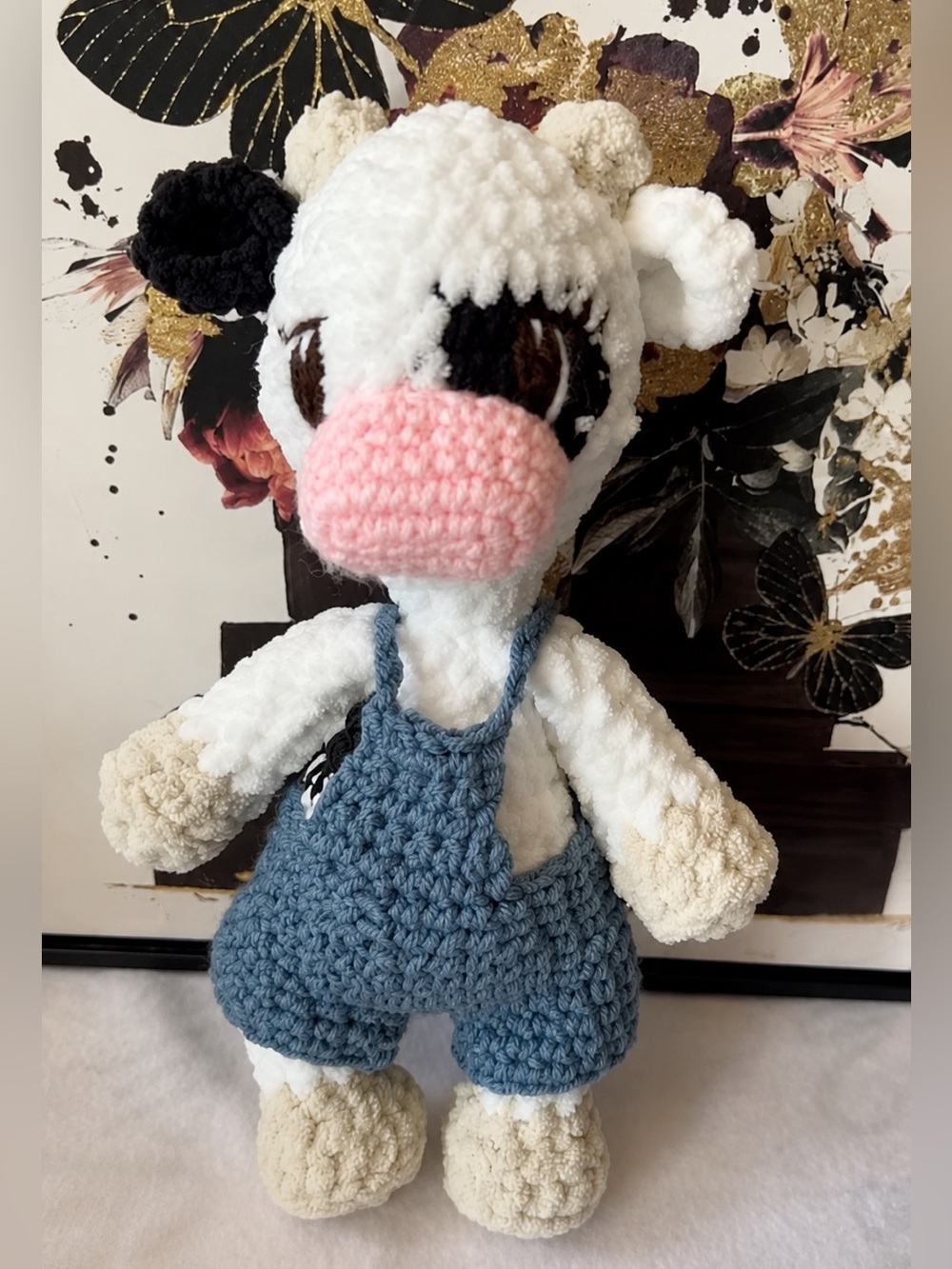 “Bell” the Cow Plushie Handmade crochet